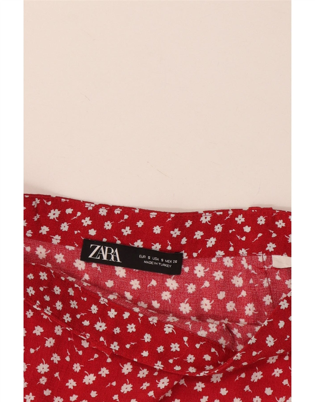 Spodnie damskie Zara z wysokim stanem, małe W26, w czerwone kwiaty