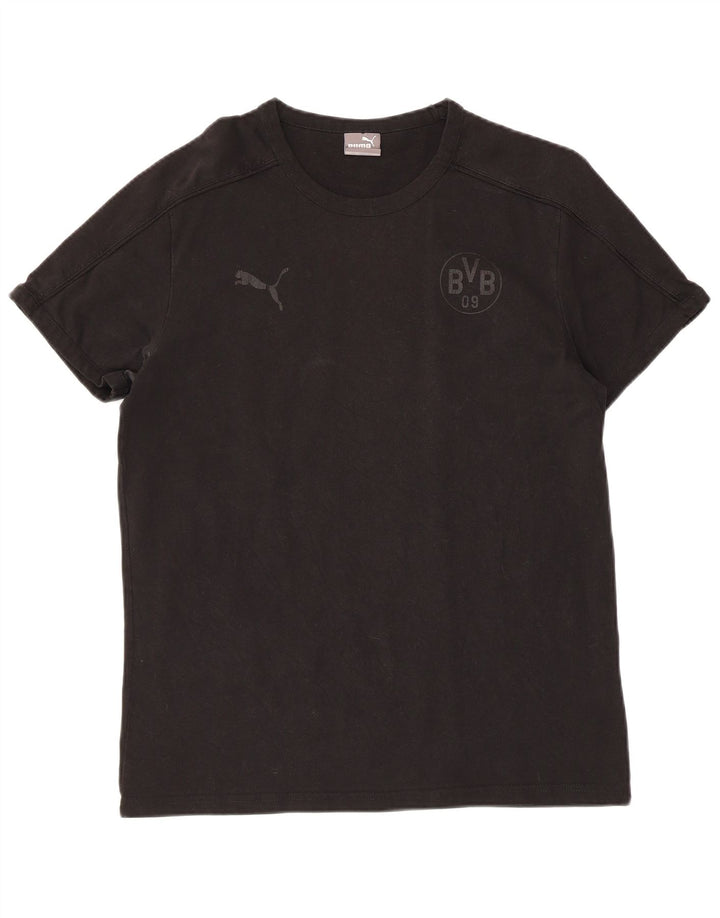 Męski T-shirt PUMA BVB Dortmund, duży, czarny, bawełniany