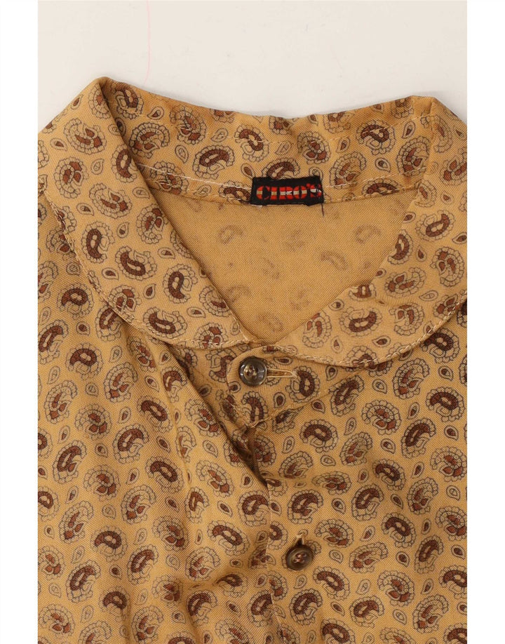 Koszula męska z krótkim rękawem w stylu vintage, średnio beżowa Paisley
