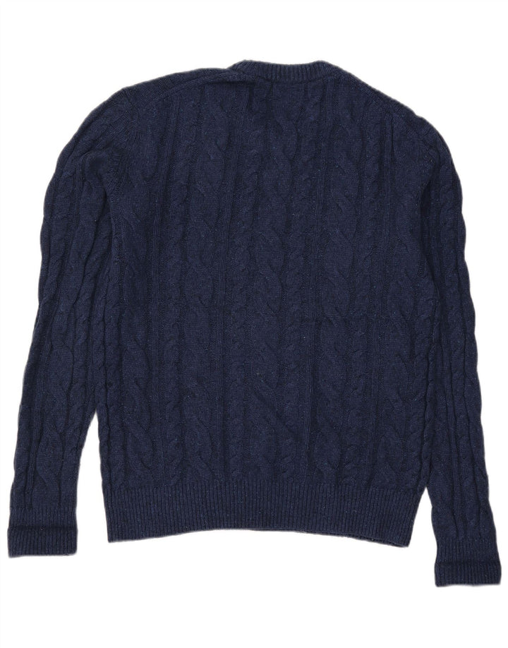 Męski sweter Gap z okrągłym dekoltem, mały, granatowy, z owczej wełny