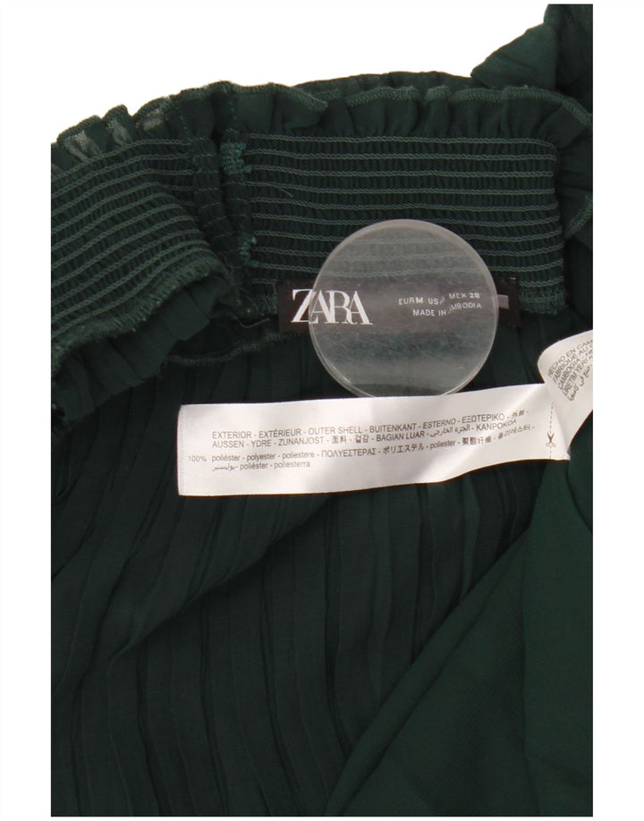 Damska sukienka maxi z rękawem 3/4 ZARA UK 12, średni zielony poliester