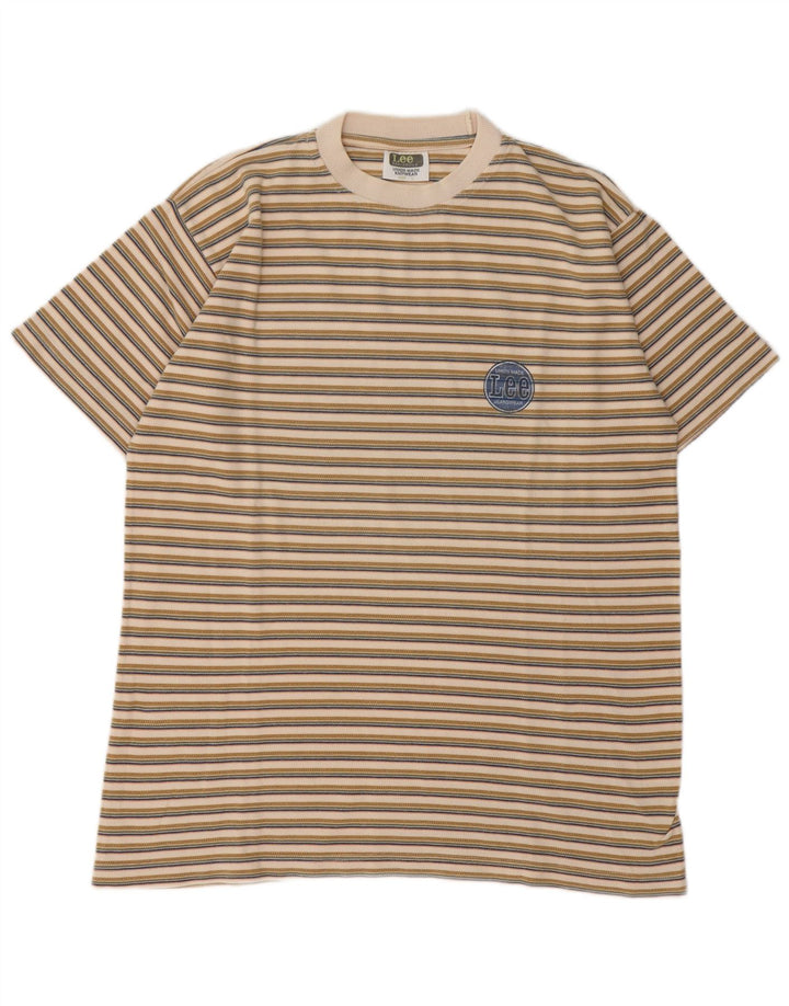 T-shirt męski Lee, duży, beżowy, bawełniany w paski