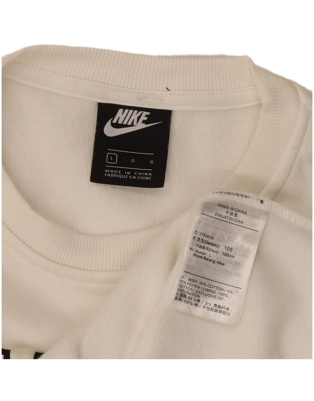 NIKE Mens Graphic Sweatshirt Jumper Large White Cotton