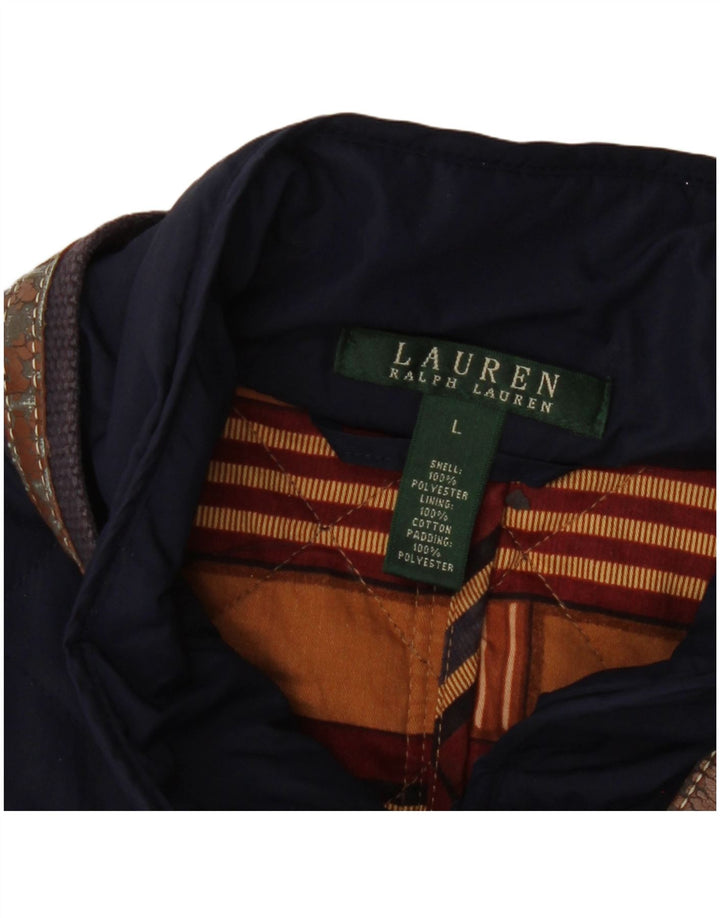 Damska pikowana kurtka Ralph Lauren UK 16, duża granatowa, poliester