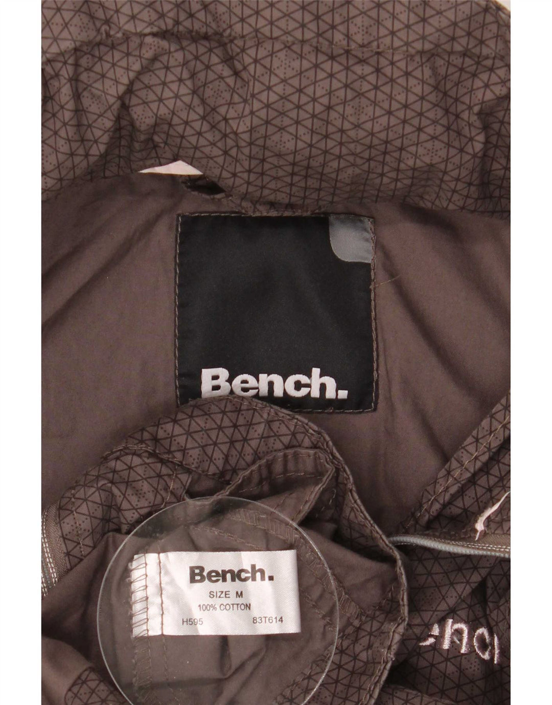 Damska kurtka bomber z kapturem i grafiką Bench UK 14, średnia brązowa bawełna