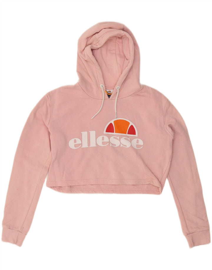 Damski sweter z kapturem i grafiką ELLESSE, UK 12, średni różowy, bawełniany