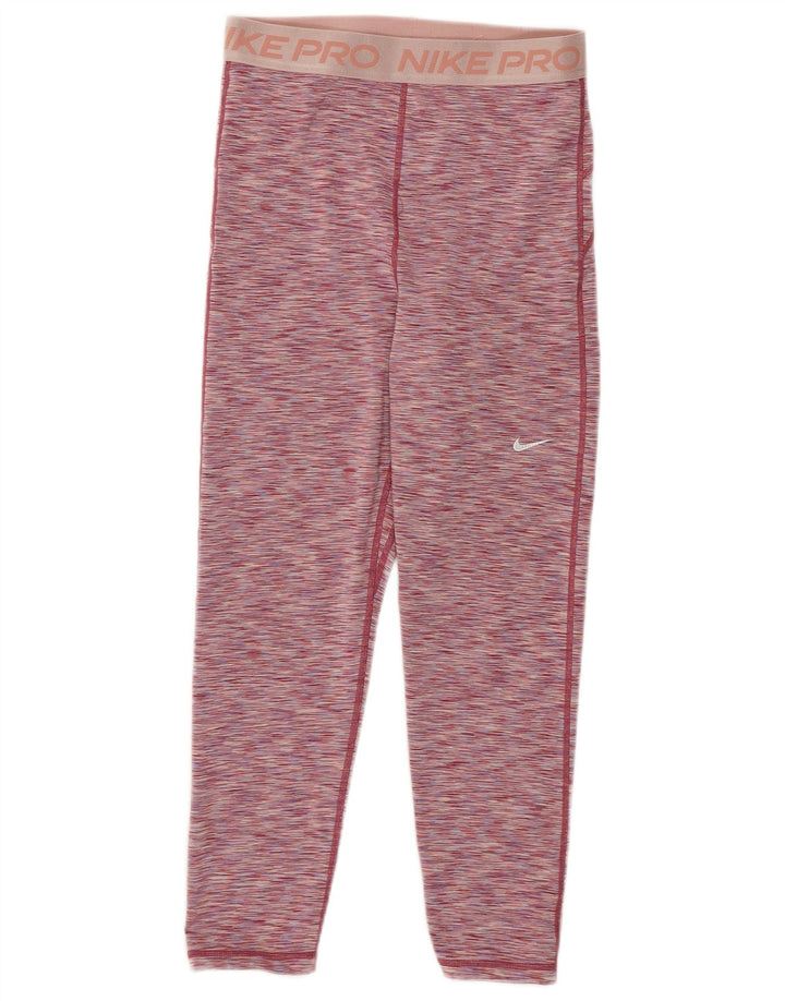 NIKE Womens Graphic Capri Leggings UK 12 Medium  Maroon Flecked