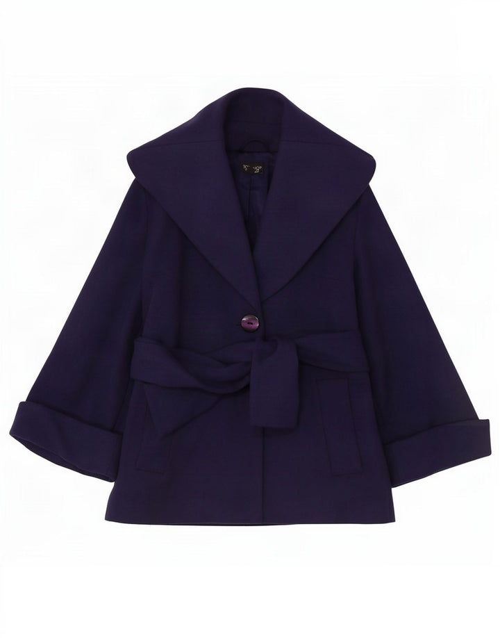 Topshop damski krótki płaszcz oversize UK 8 mały granatowy wełniany