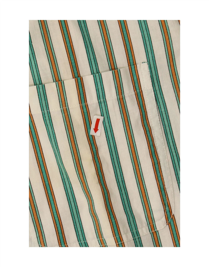VINTAGE Mens Short Sleeve Shirt Large Multicoloured Striped Cotton Vintage Vintage and Second-Hand Vintage from Messina Hembry 