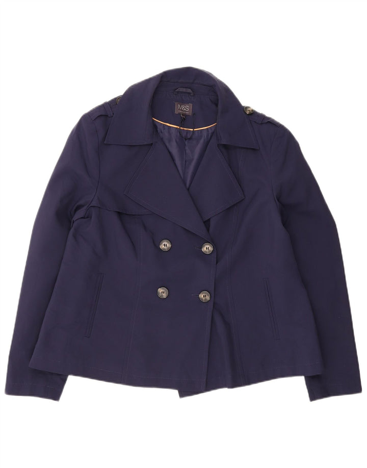 Marks & Spencer Damski płaszcz grochowy UK 16, duży, granatowy, poliester