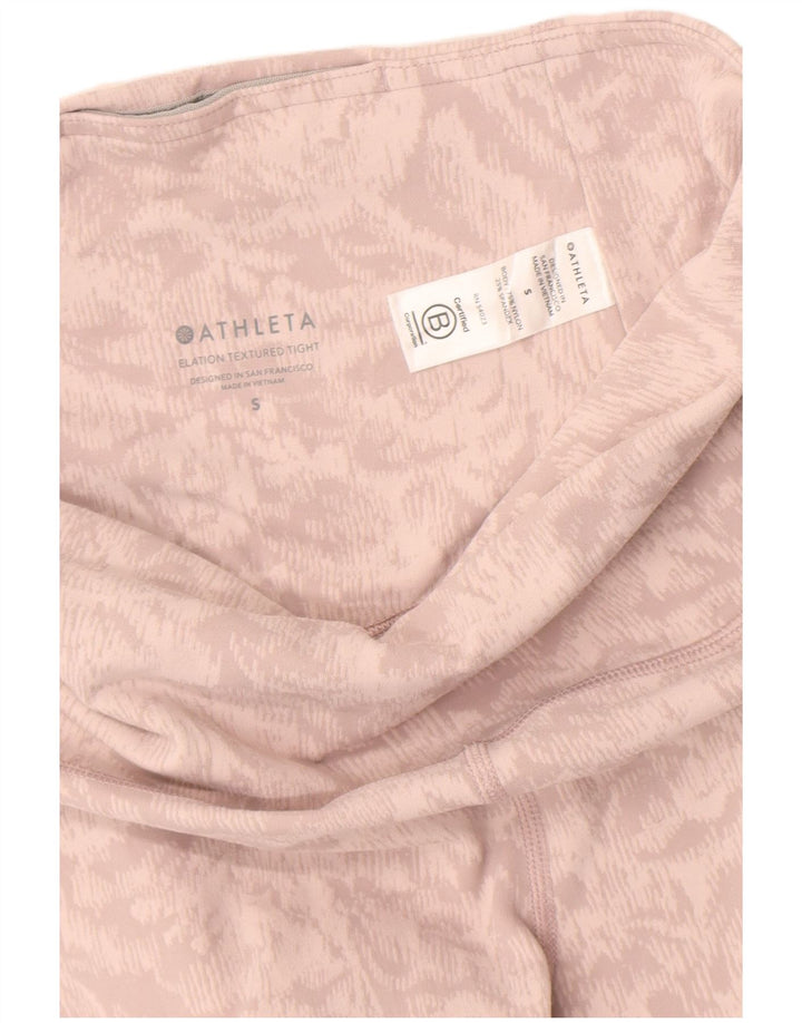 Damskie legginsy Athleta z abstrakcyjnym wzorem UK 8, mały, różowy nylon
