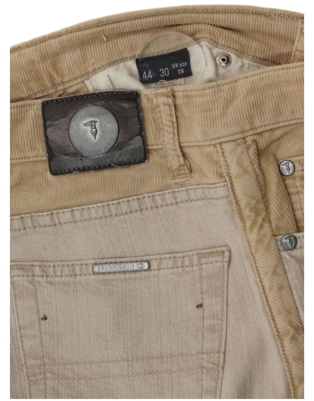 Damskie proste dżinsy Trussardi IT 44 Medium W28 L28 Beżowy blok kolorów