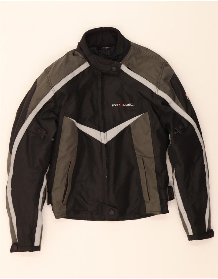 VINTAGE Womens Motorcycle Racer Jacket IT 42 Medium Grey Colourblock Vintage Vintage and Second-Hand Vintage from Messina Hembry 