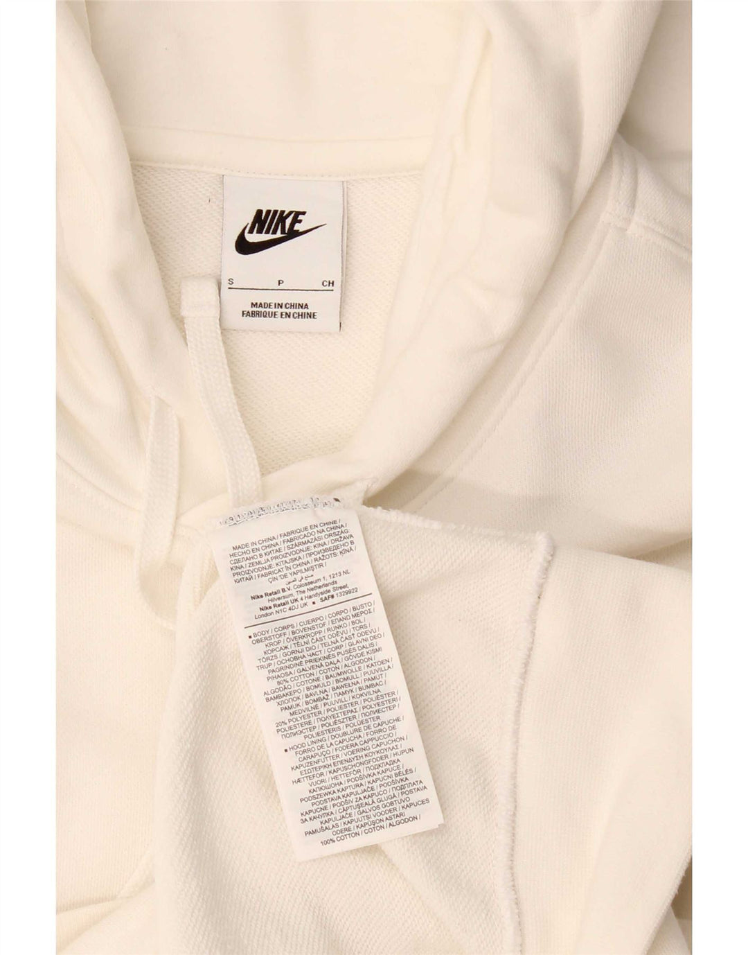Męski sweter z kapturem Nike z grafiką, mały, biały, bawełniany