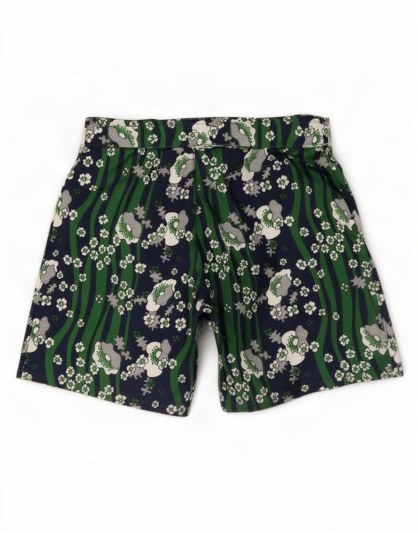 Spodenki damskie Vintage W32, duże, zielone w kwiaty