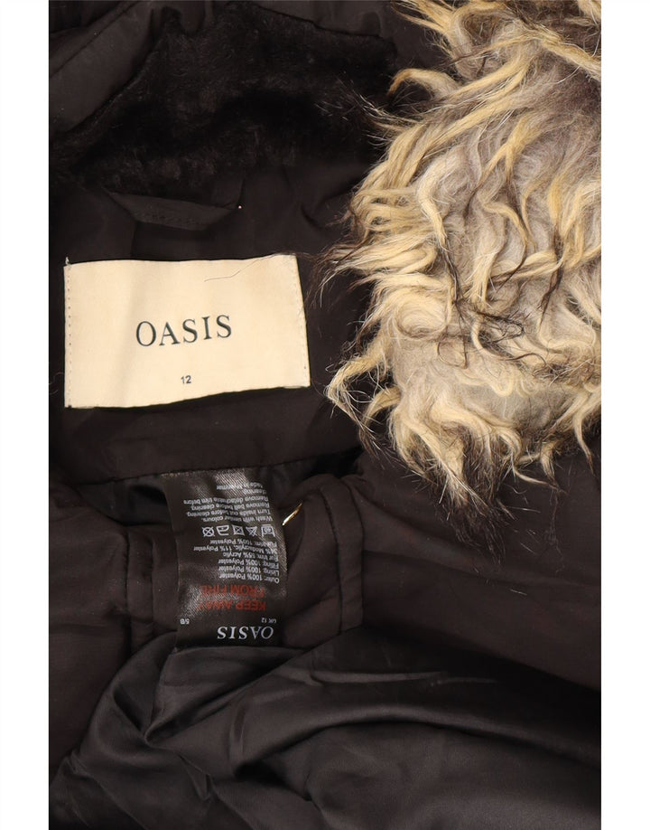 Damski ocieplany płaszcz z kapturem OASIS UK 12, średni czarny poliester