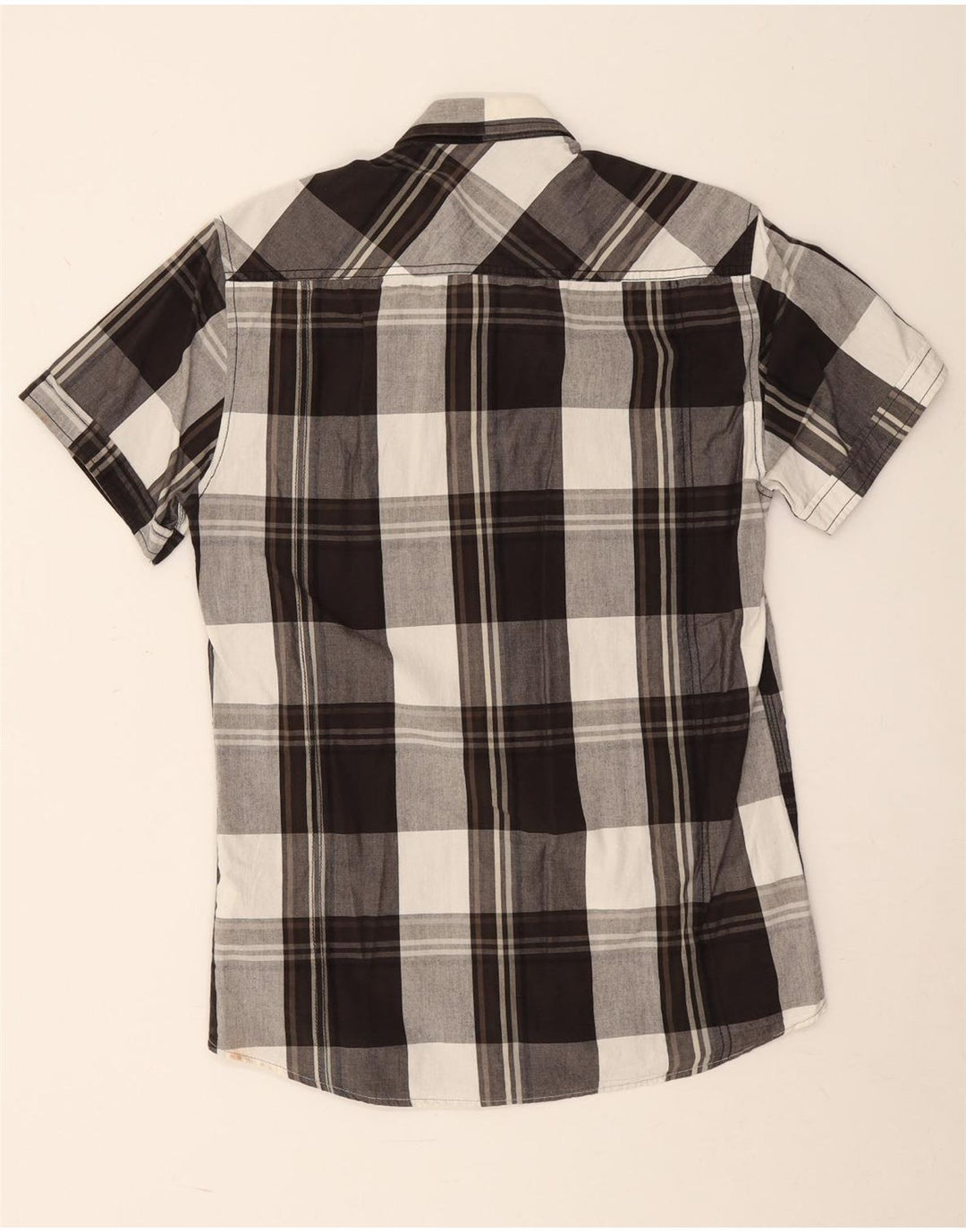 Koszula męska z krótkim rękawem Jack & Jones, bawełniana w średnią czarną kratkę