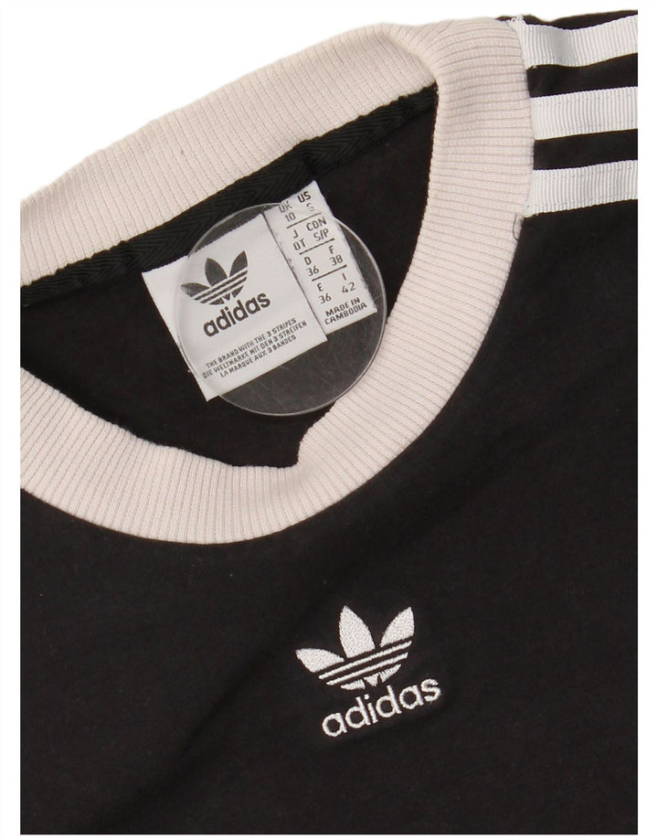 ADIDAS Womens Top Long Sleeve UK 10 Small  Black Cotton