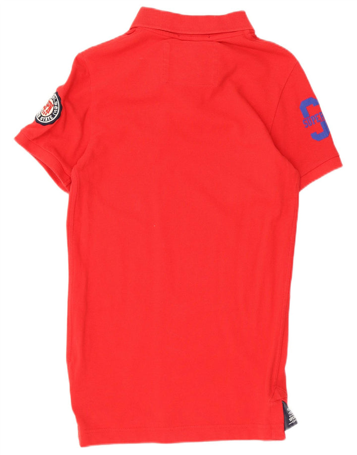 Męska koszulka polo Superdry z grafiką, mała, czerwona, bawełniana