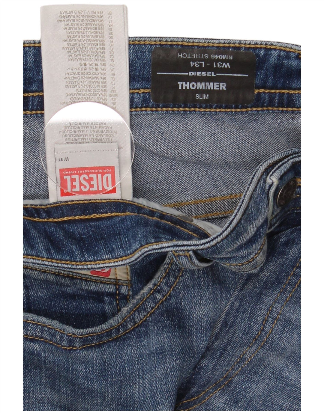 Diesel Męskie Thommer Slim Jeans W31 L34 Niebieskie bawełniane