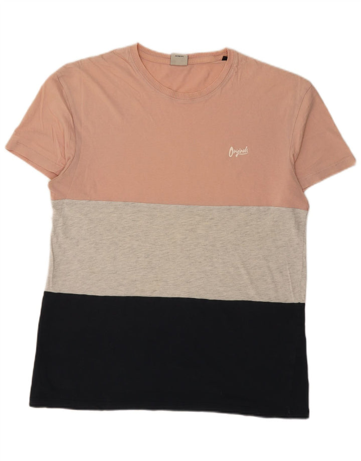 T-shirt męski JACK & JONES. Średnio wielobarwna bawełna z blokami kolorów