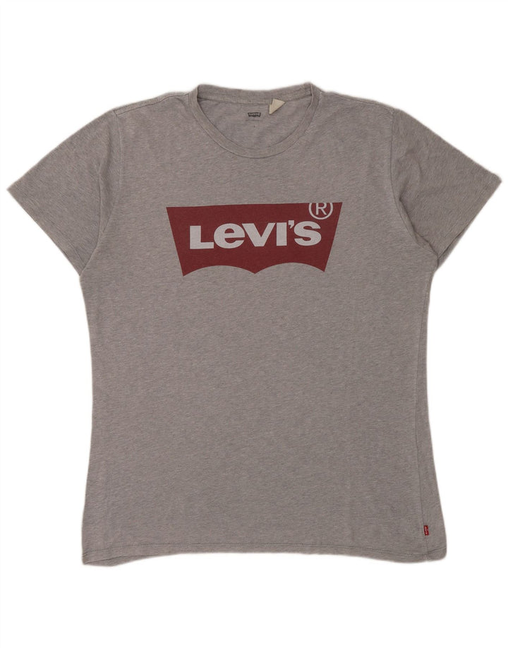 Męski T-shirt z grafiką Levi's, duży, szary, nakrapiany