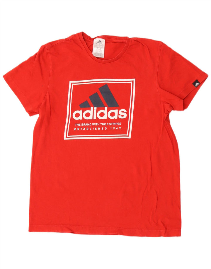 Męska koszulka z grafiką Adidas, mała, czerwona, bawełniana