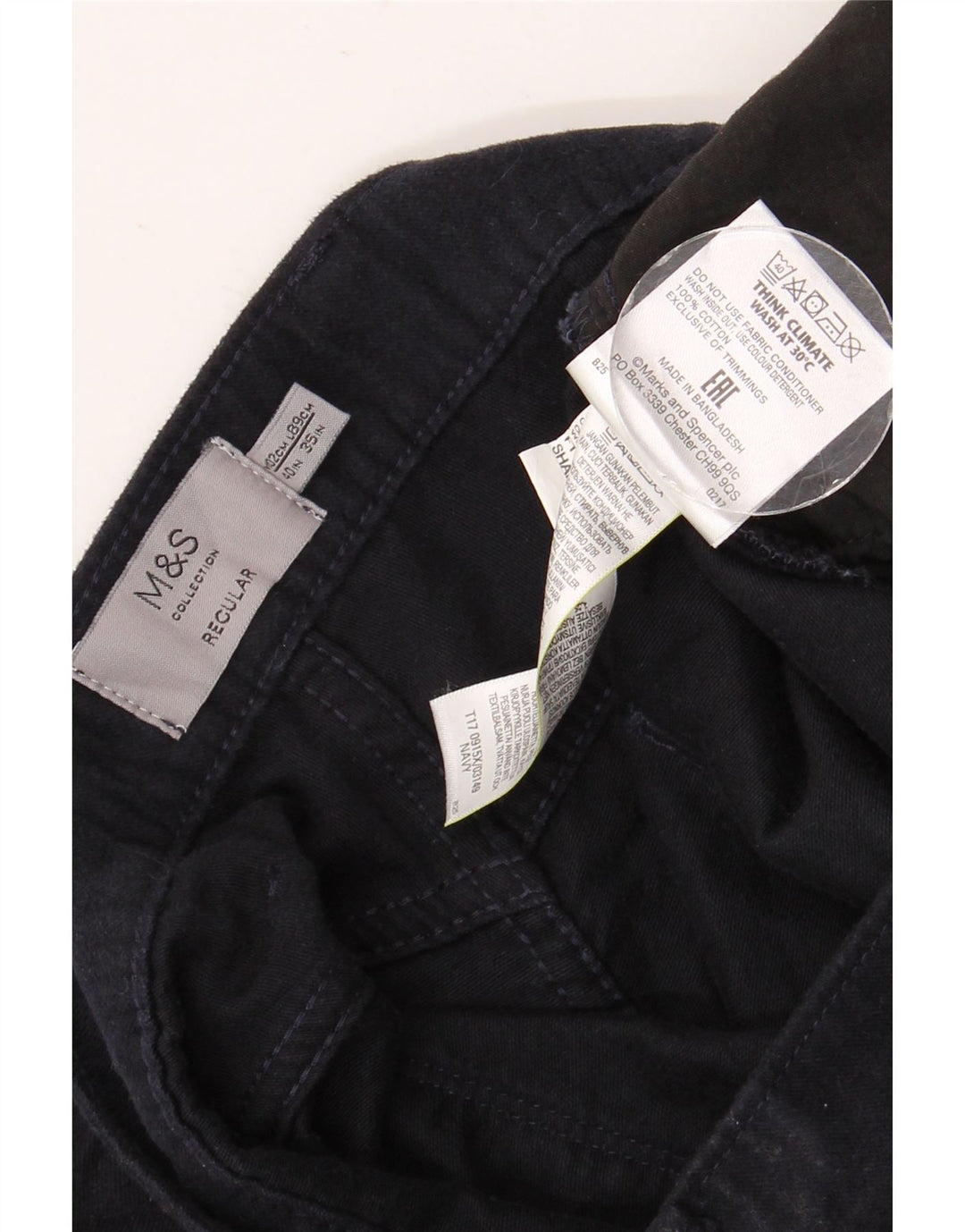 MARKS & SPENCER Męskie proste dżinsy o regularnym kroju W40 L35 Granatowa bawełna