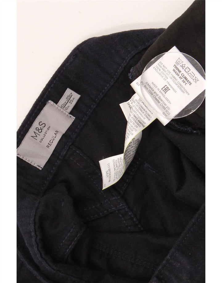 MARKS & SPENCER Męskie proste dżinsy o regularnym kroju W40 L35 Granatowa bawełna