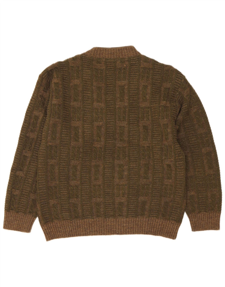 Męski sweter Dei Massimi z dekoltem w szpic IT 48 Medium Khaki Argyle/Diament