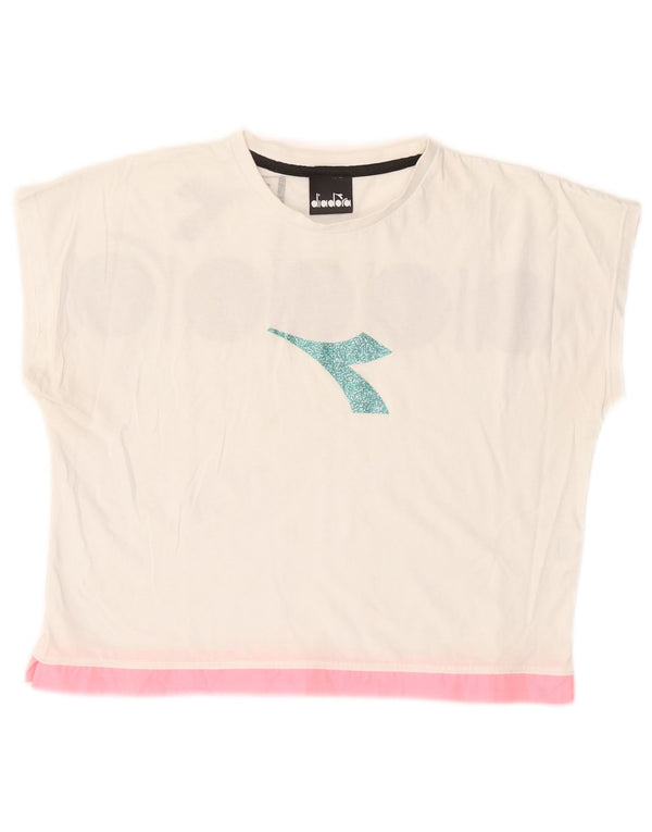 Damska koszulka Crop Graphic Top Diadora UK 12 Medium White