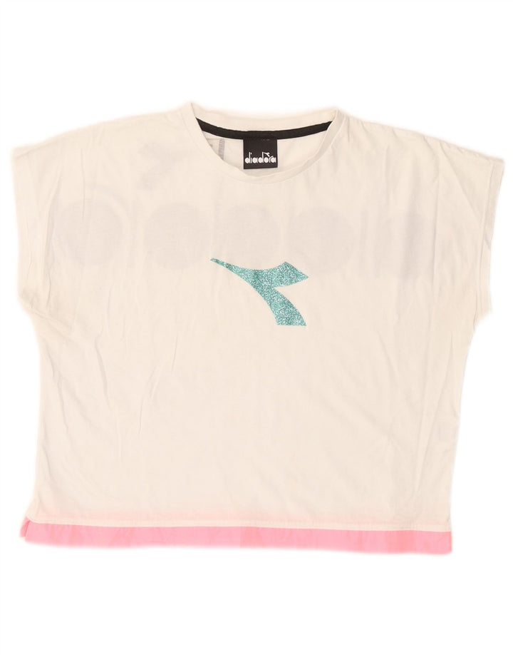 Damska koszulka Crop Graphic Top Diadora UK 12 Medium White