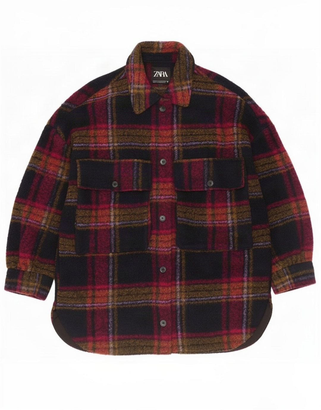 Damska kurtka oversize Zara Shacket UK 14, średnia, wielobarwna kratka