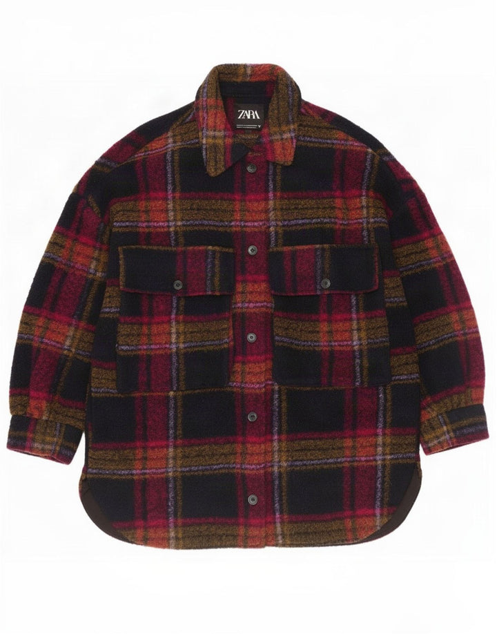 Damska kurtka oversize Zara Shacket UK 14, średnia, wielobarwna kratka