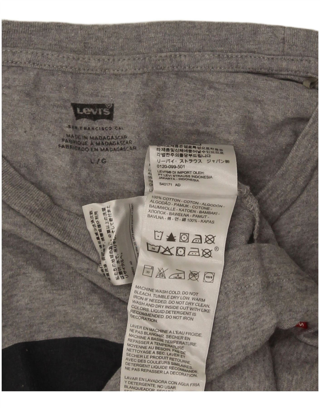 Męski T-shirt z grafiką Levi's, duży, szary, z bawełny w plamki