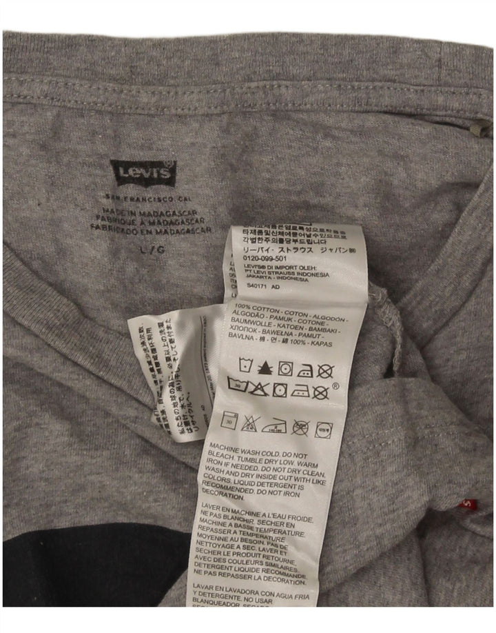 Męski T-shirt z grafiką Levi's, duży, szary, z bawełny w plamki