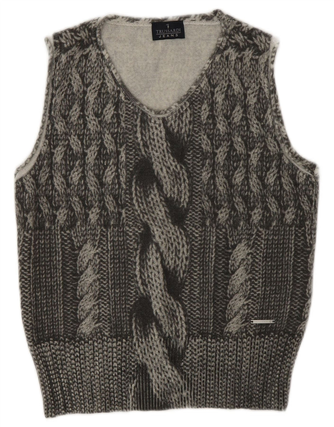 Damski podkoszulek bez rękawów Trussardi Jeans UK 12, średnioszary, wełniany