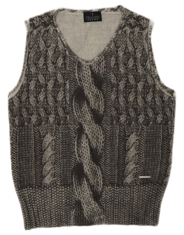 Damski podkoszulek bez rękawów Trussardi Jeans UK 12, średnioszary, wełniany