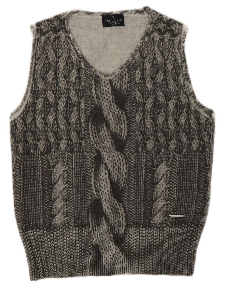 Damski podkoszulek bez rękawów Trussardi Jeans UK 12, średnioszary, wełniany