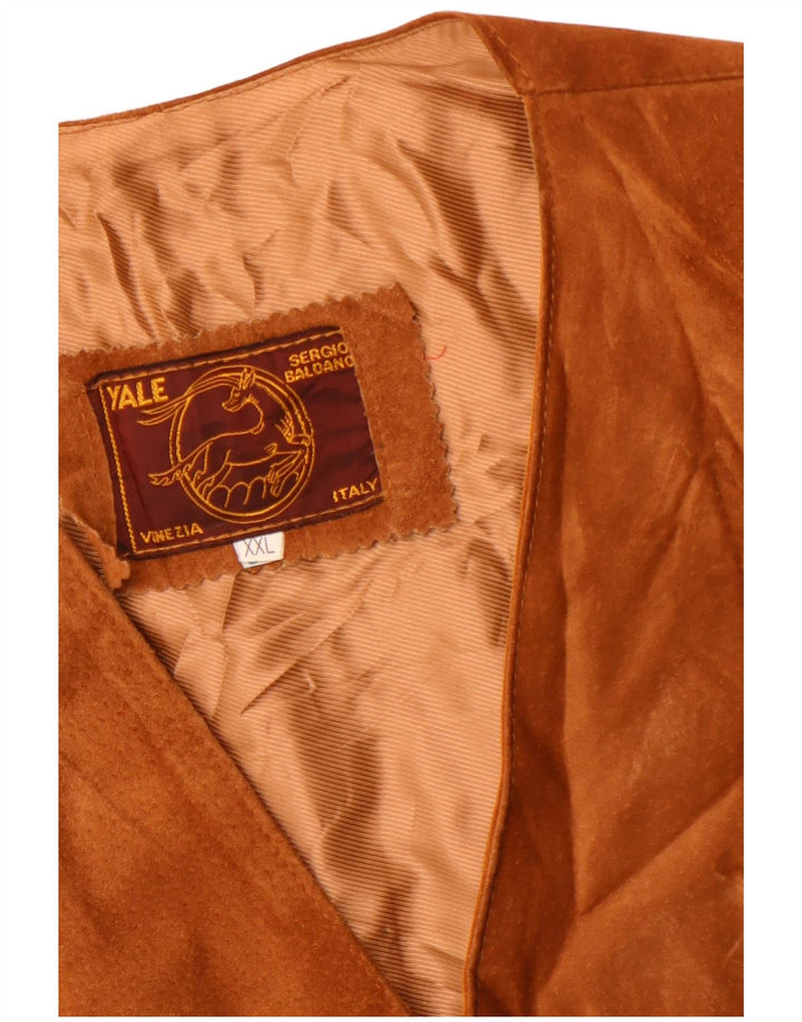 Vintage damska zamszowa kamizelka UK 20 2XL brązowa skóra