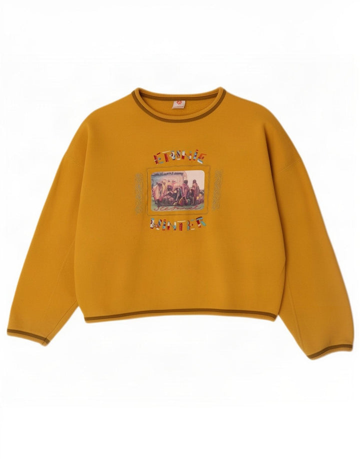 Damska bluza Stefanel Graphic Oversized Sweter UK 14 Średni żółty