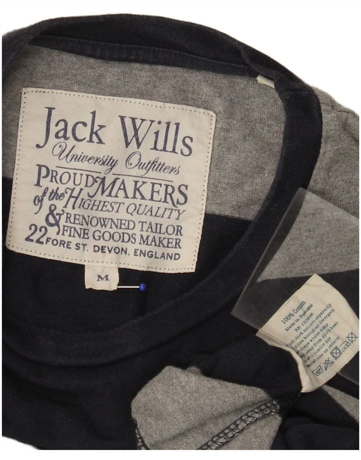 JACK WILLS Męski top z długim rękawem, bawełniany w średnie granatowe paski