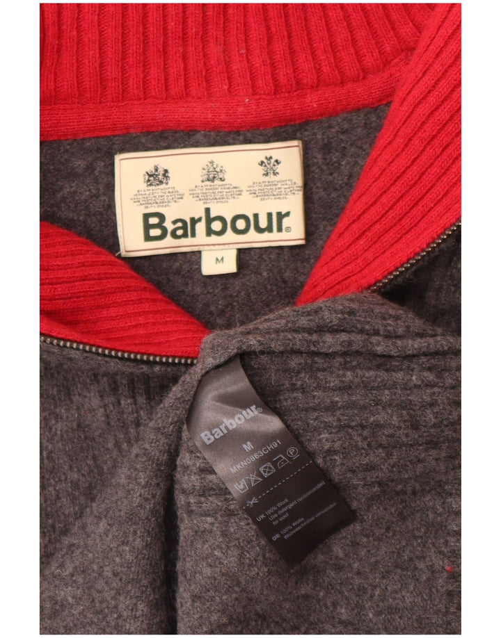 Męski sweter Barbour o luźnym kroju, zapinany na zamek, średnioszary, wełniany