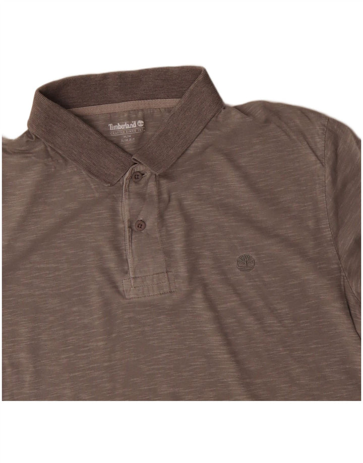 Męska koszulka polo TIMBERLAND o dopasowanym kroju, średnio szara, bawełniana w cętki