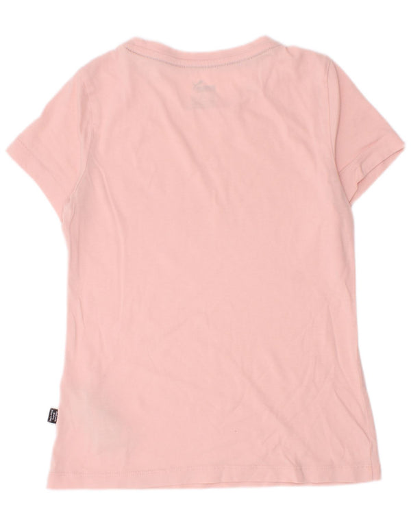 Puma Girls Graphic T-Shirt Top 9-10 Years Pink Cotton