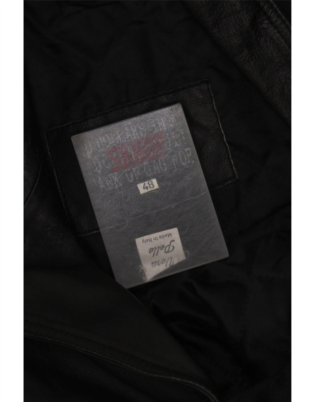 Damski płaszcz skórzany VINTAGE IT 48 XL Czarna skóra