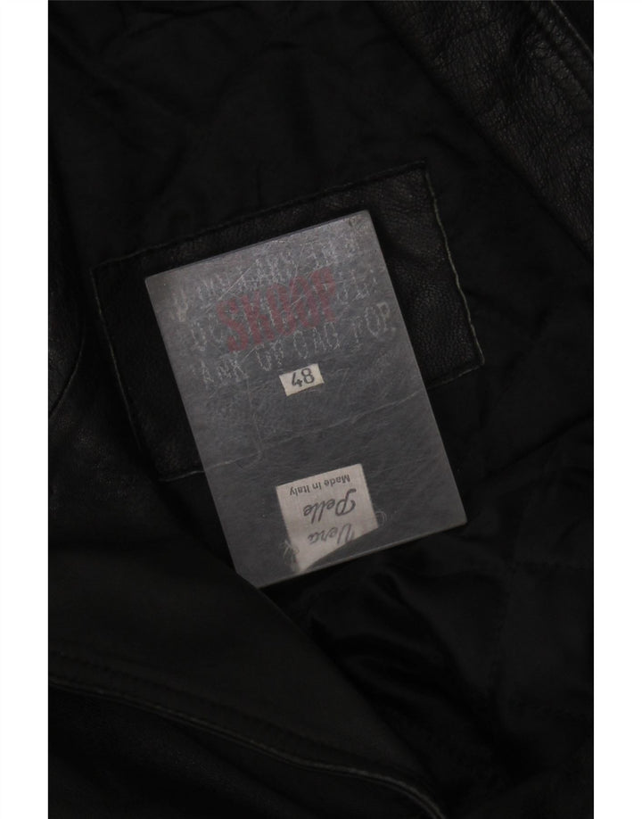 Damski płaszcz skórzany VINTAGE IT 48 XL Czarna skóra