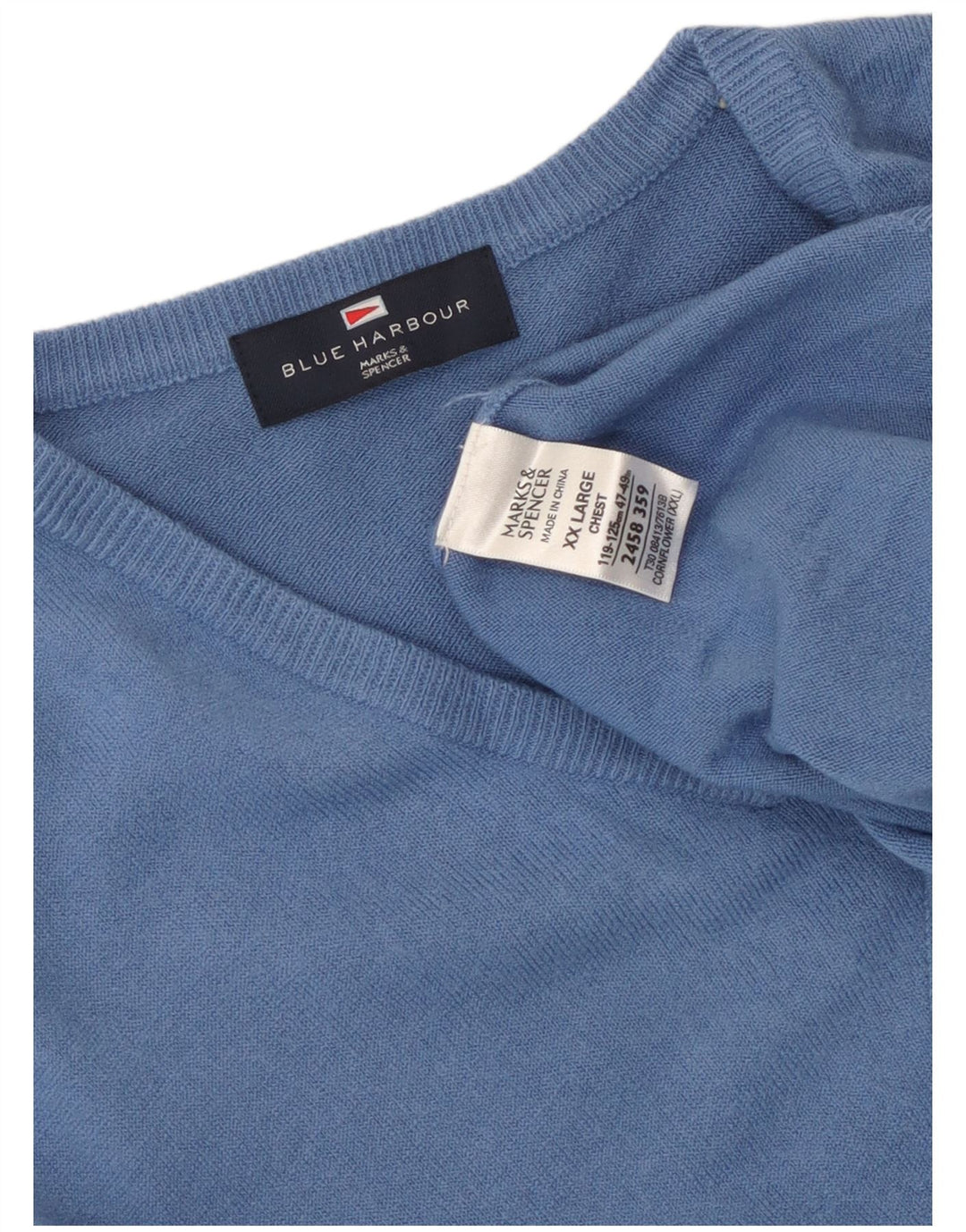 Męski podkoszulek Marks & Spencer w kolorze niebieskim z kamizelką Harbour 2XL, niebieski akryl