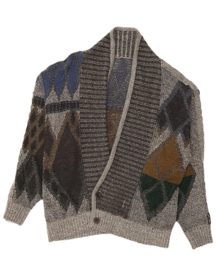 Sweter męski w stylu vintage IT 50 Średni szary Argyle/Diament