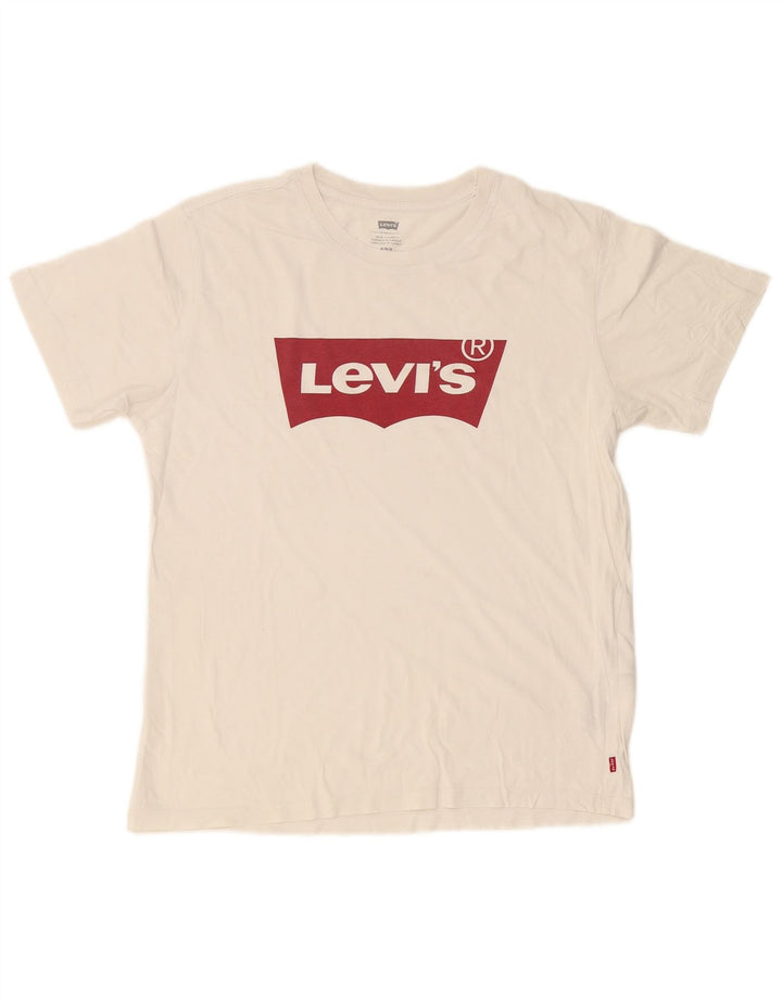 Męska koszulka z grafiką Levi's, średnia, biała bawełna